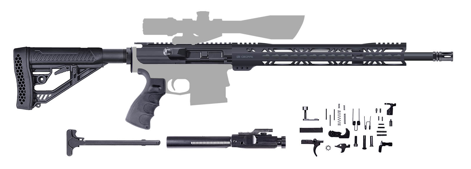 AR-10 Rifle Kit – 18″ / 308 WIN / 1:10 / 15″ CBC Keymod Rail / BCG / CH ...