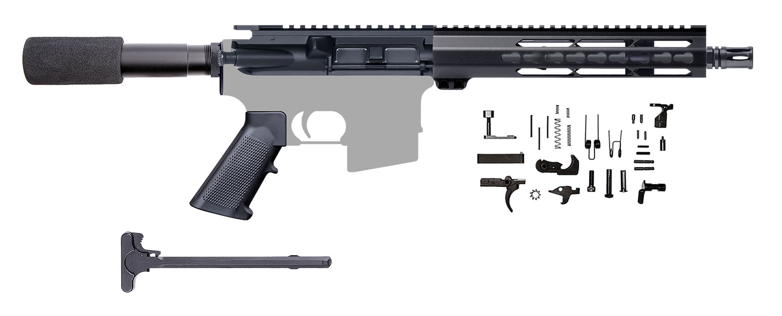 AR-15 Blemished Pistol Kit / .223 Wylde / 1:8 / 10″ CBC KEYMOD AR-15 HANDGUARD / Pistol Buffer Tube / CHARGING HANDLE / AR-15 LOWER PARTS KIT - B-305-740 (DOES NOT INCLUDE BCG)