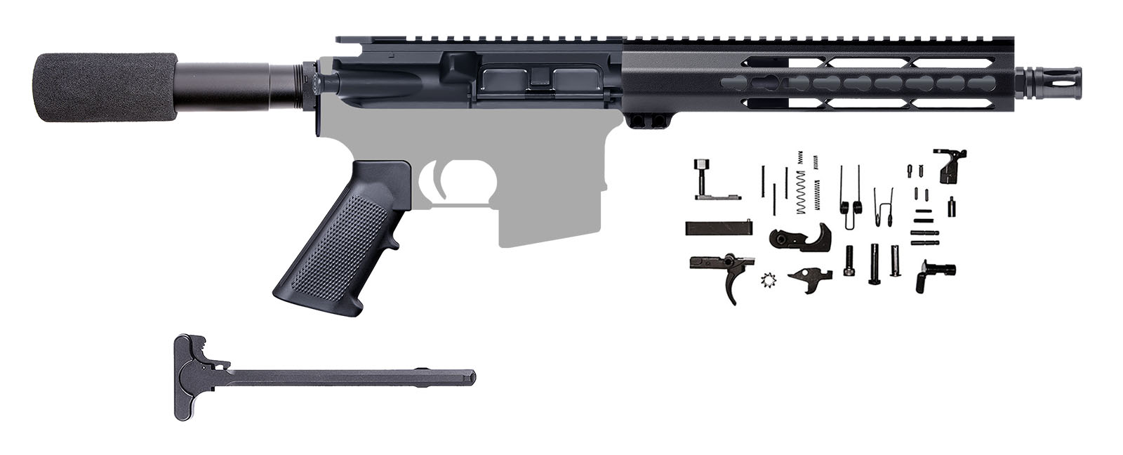 AR-15 Blemished Pistol Kit / 300AAC / 1:8 / 10″ CBC KEYMOD AR-15 HANDGUARD / Pistol Buffer Tube / CHARGING HANDLE / AR-15 LOWER PARTS KIT - B-305-743 (DOES NOT INCLUDE BCG)