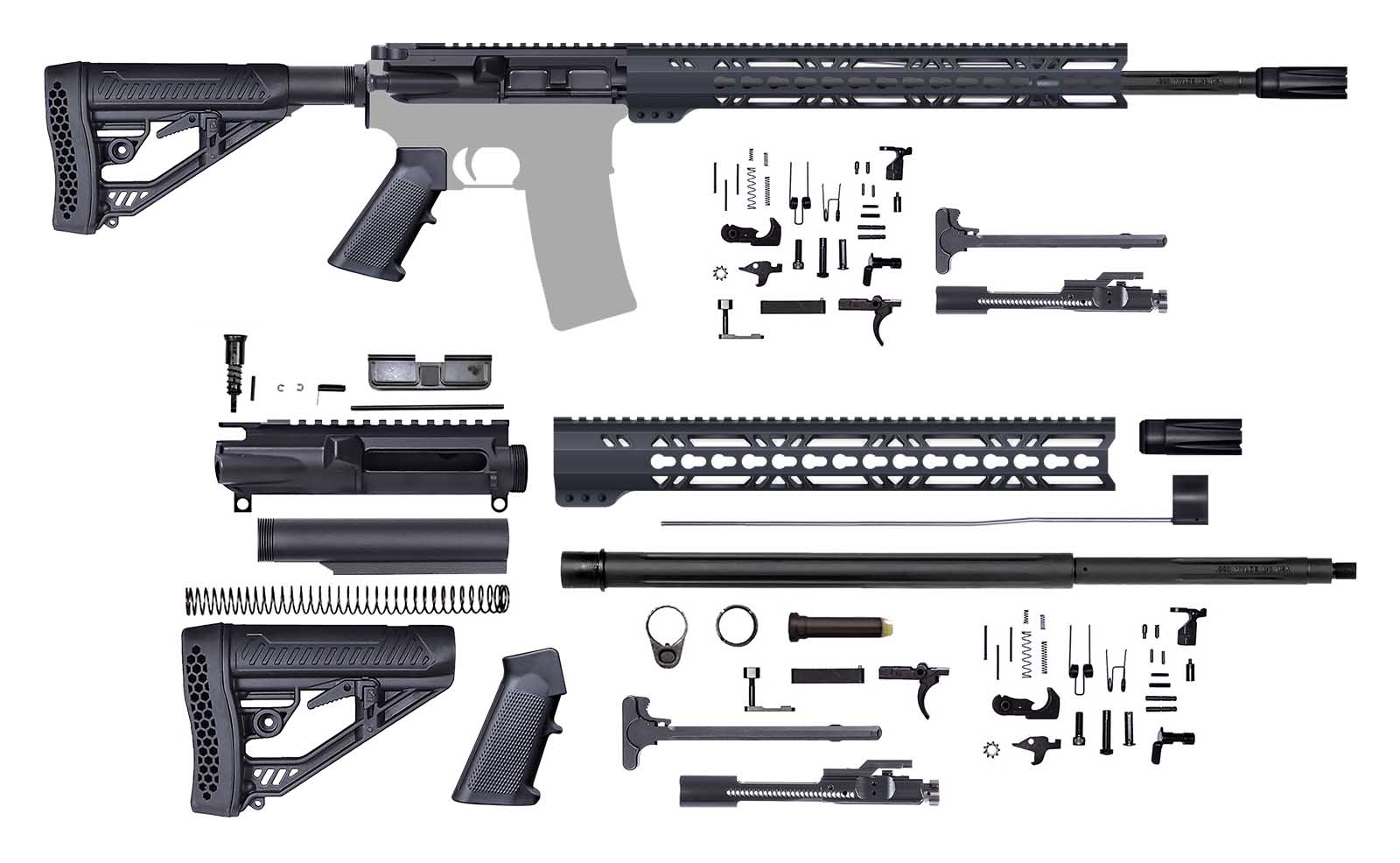 UNASSEMBLED Rifle Kit – 20 Inch Straight Flute / .223 Wylde / 1:8 / 15″ Keymod Handguard / Afterburner Compensator / BCG / Charging Handle / Buttstock Kit / Lower Parts Kit / U-205-224 - CBC Precision AR's