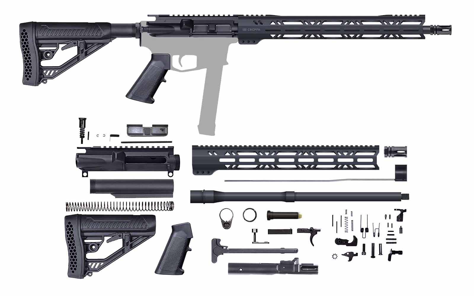 Unassembled AR-15 Rifle Kit – 16 INCHES / 9MM / M-LOK / U-205-227 – CBC ...