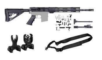 AR-15 Rifle Kit 16 INCH 223 Wylde / Brick Flute / 12 INCH M-Lok Handguard / BCG / CHH / LPK / Bungee Sling / Iron Sights / A-205-990